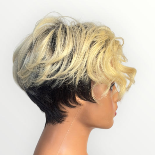 Style 30 - Wig Vault | Closed Cap Pixie | Short Blonde with Dark Root