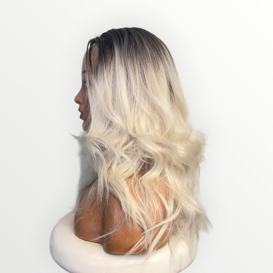 Style #25 - BTT Kim 2.0 – Wig Vault | T-Part Lace | 22” | White Blonde with Dark Ombre