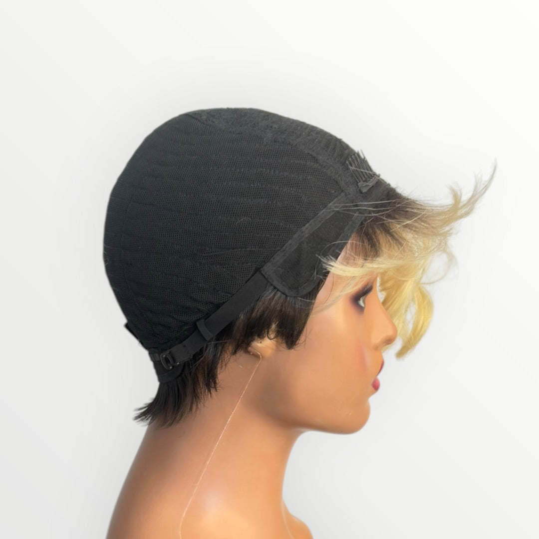 Style 30 - Wig Vault | Closed Cap Pixie | Short Blonde with Dark Root