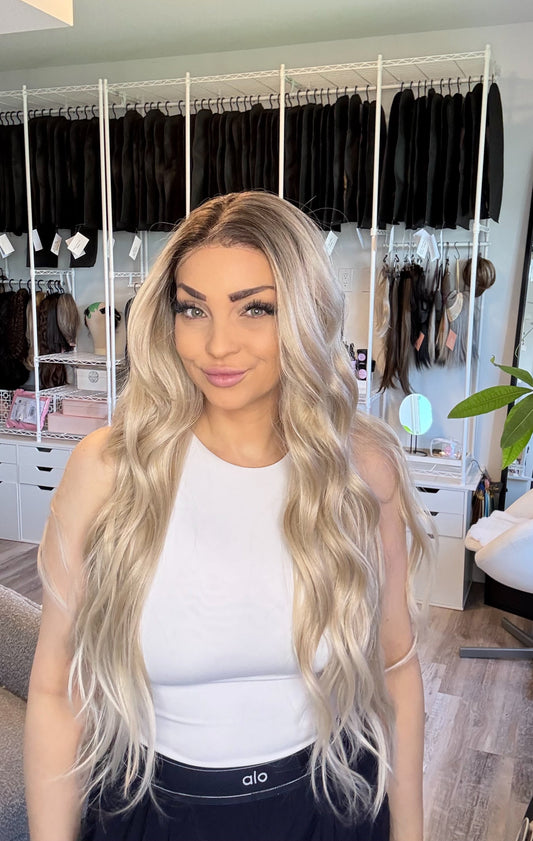 Carmal | 13×6 Transparent French Lace Wig | 32” | Heat Safe Synthetic Fibres