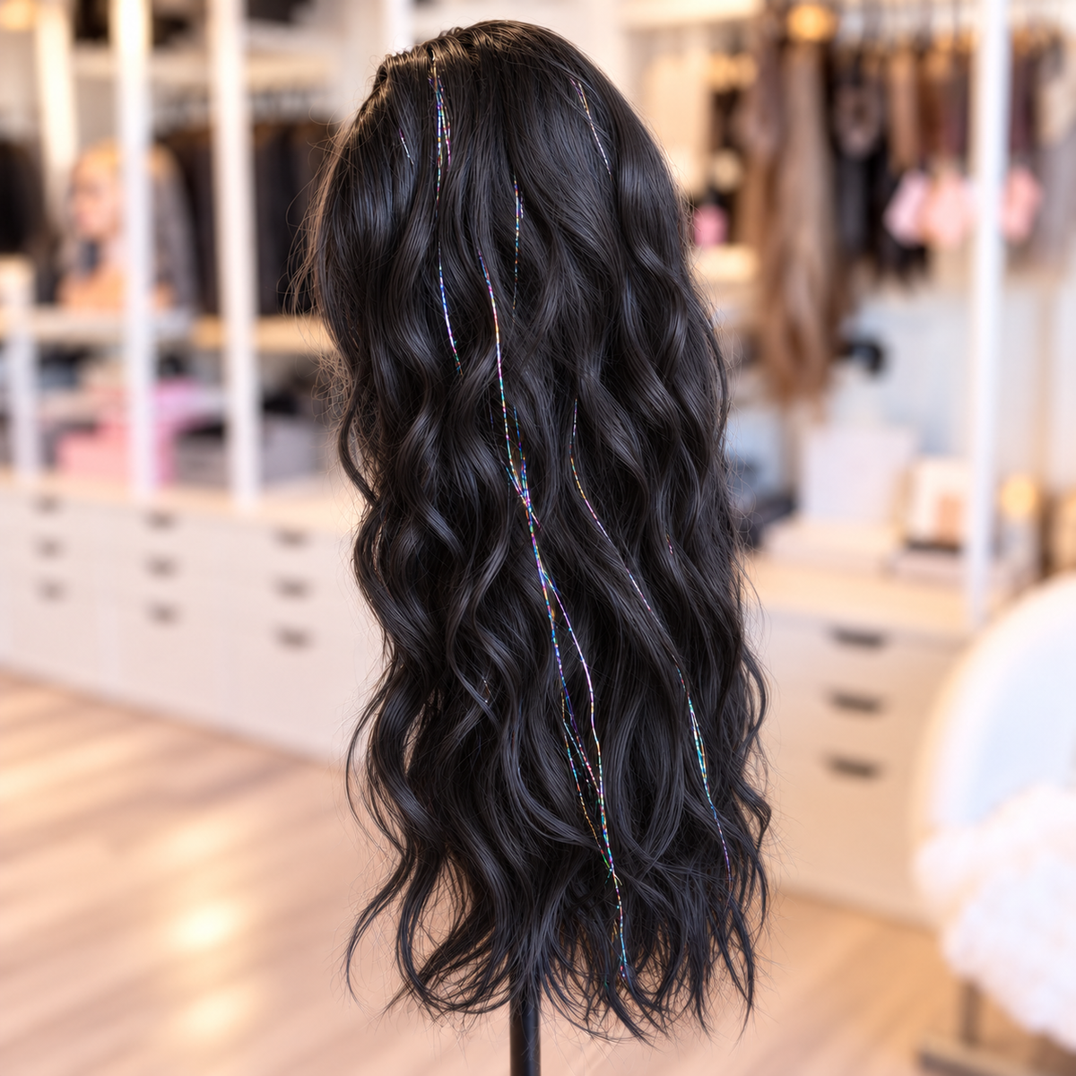Clip-In Hair Tinsel - Silver Sparkle | 6-Pack | 20” | Wigs Canada