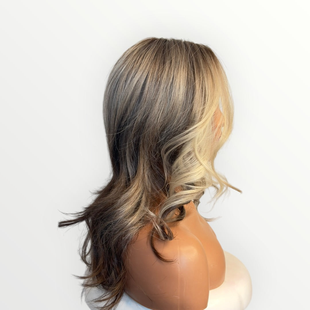 Style # 32 - Wig Vault | T-Part Lace | 21” | Blonde with Brunette Dimension