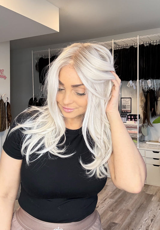 Ivory – Monofilament Wig | 20” | Platinum Blonde