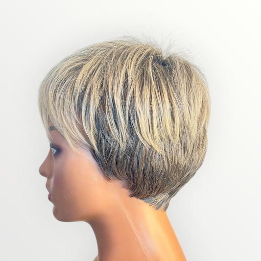 Style 23 – Wig Vault | Non-Lace Short Pixie Cut | Blonde Brown Blend