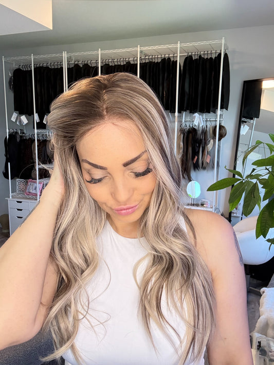 Callie -13x4 Lace Front Wig | Ash Blonde with Brown Lowlights