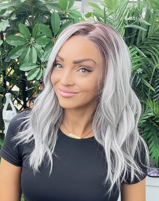 Ashlyn - 13x4 Lace Front Wig | 20 Inches | Dark Brown to Icy 13x4 Lace F image 2