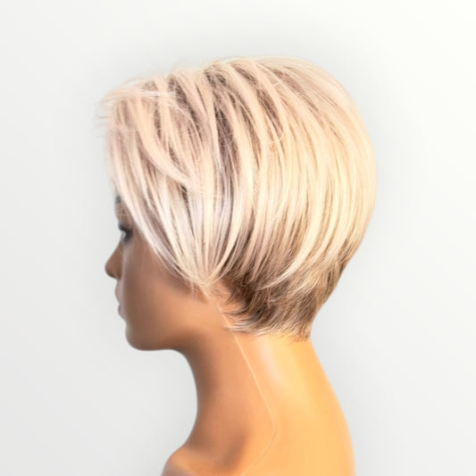 Style 27 – Wig Vault | Short Pixie Cut | 10” | Light Blonde with Soft Pink Undertones