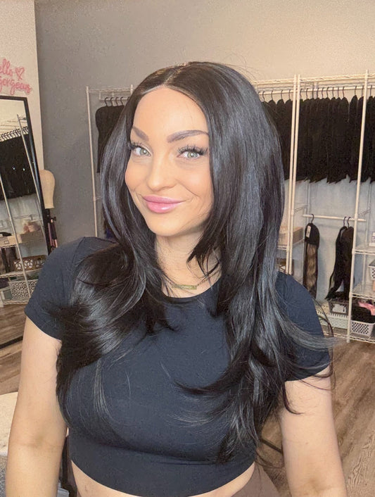 Layer Black Lace Front Wig