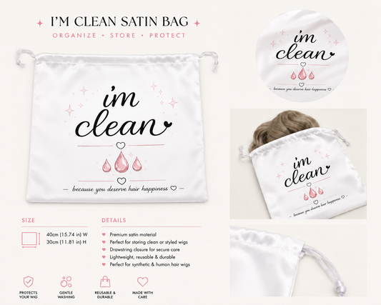 Wash Me & I’m Clean Ensemble Housse de Rangement en Satin pour Perruque | Organiser. Protéger. Simplifier.