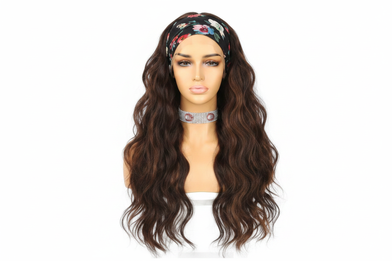 Long Chocolate Brown Wavy Headband Wig | FW-8 4/30-YQ