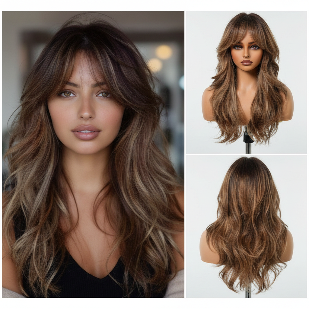 Long Dark Brunette Wig with Soft Waves | SWLC1261-1BR24