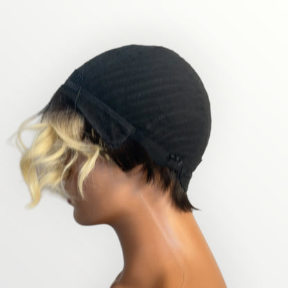 Style 30 - Wig Vault | Closed Cap Pixie | Short Blonde with Dark Root