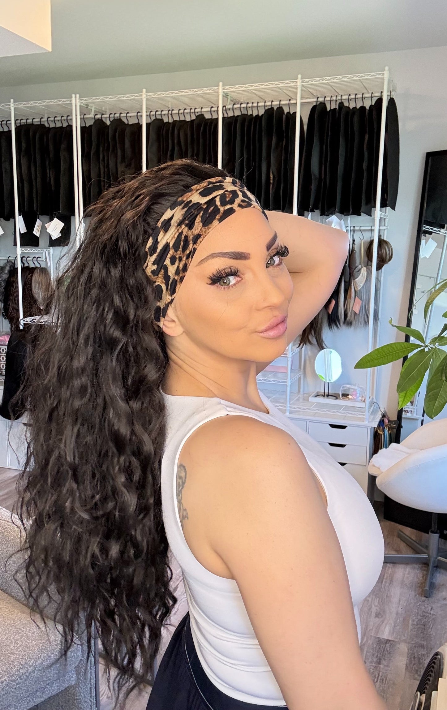 Jorden – Custom Ponytail Headband Wig | Handmade | Silicone Lined | Drawstring Fit | Dark Espresso Brown
