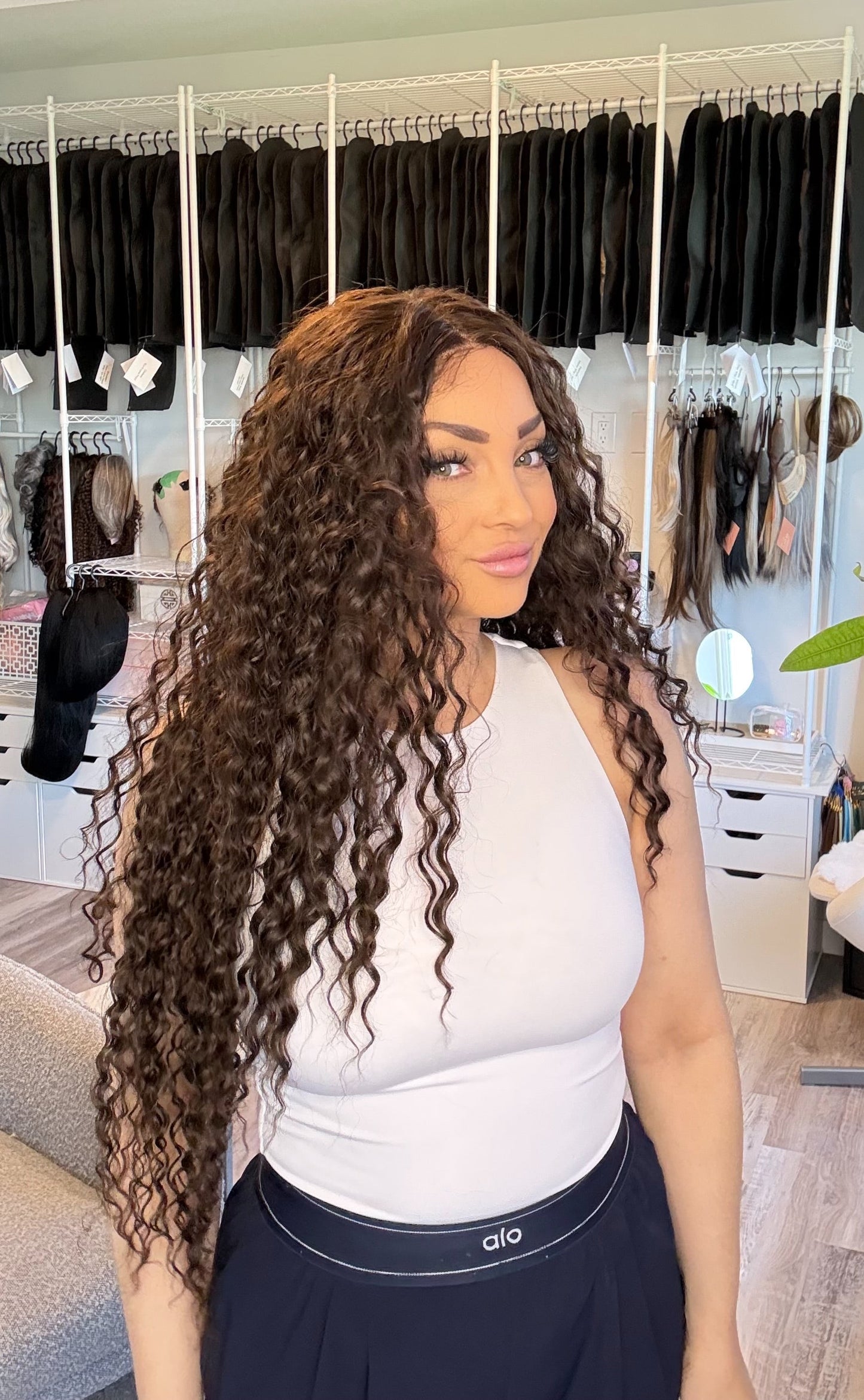 Gia | Curly T-Part Wig | 32” | Dark Brown | Ready to Ship