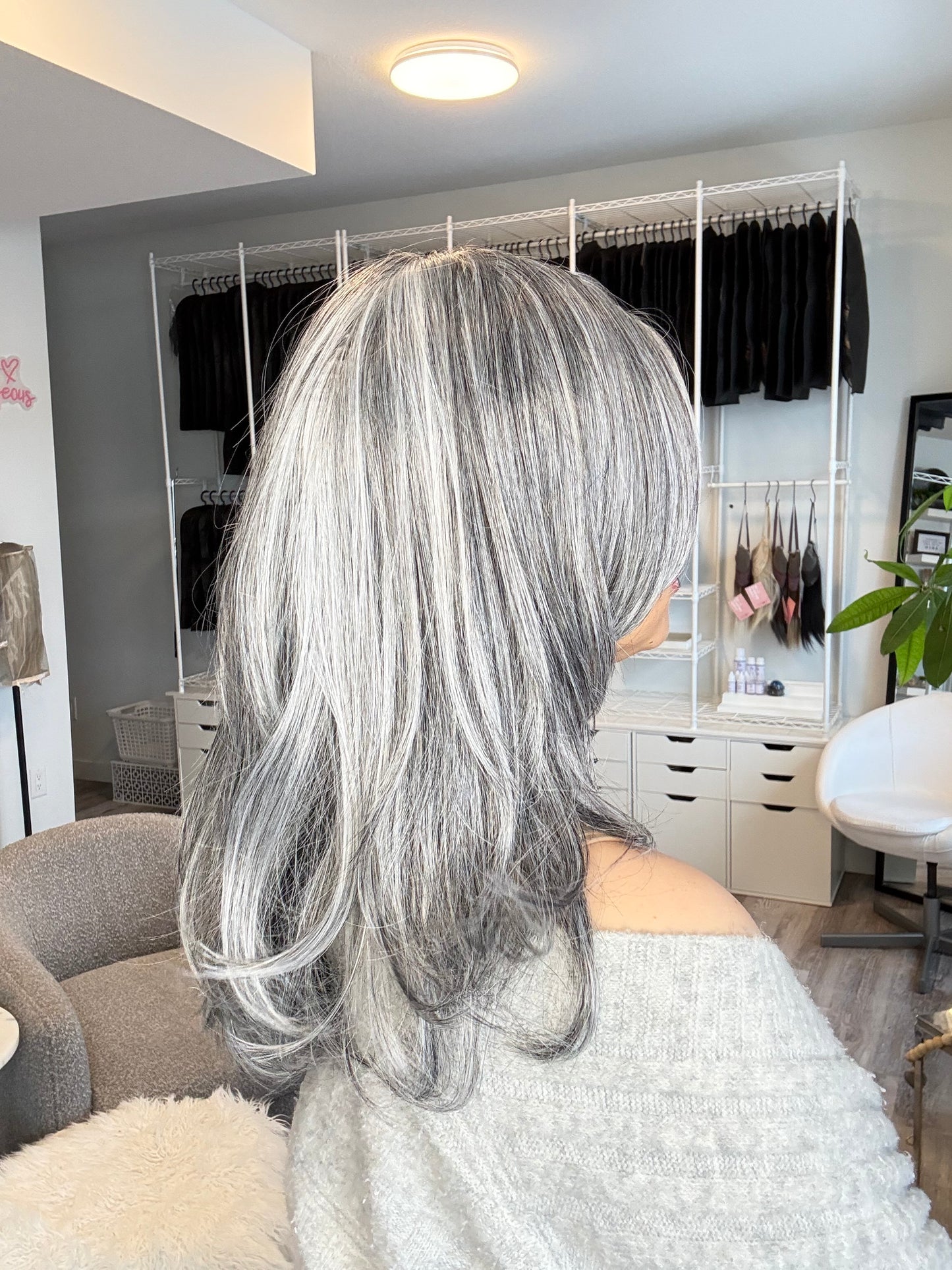 Slate- Monofilament Wig | 17” | Soft Charcoal Grey Blend