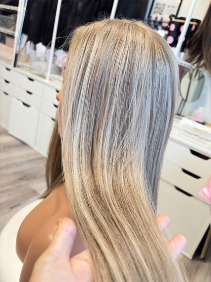 Rhonda – 6x7 Silk Top Human Hair Topper | 22” | Color Light Brown & Blonde | Luxury Jewish Kosher Hair