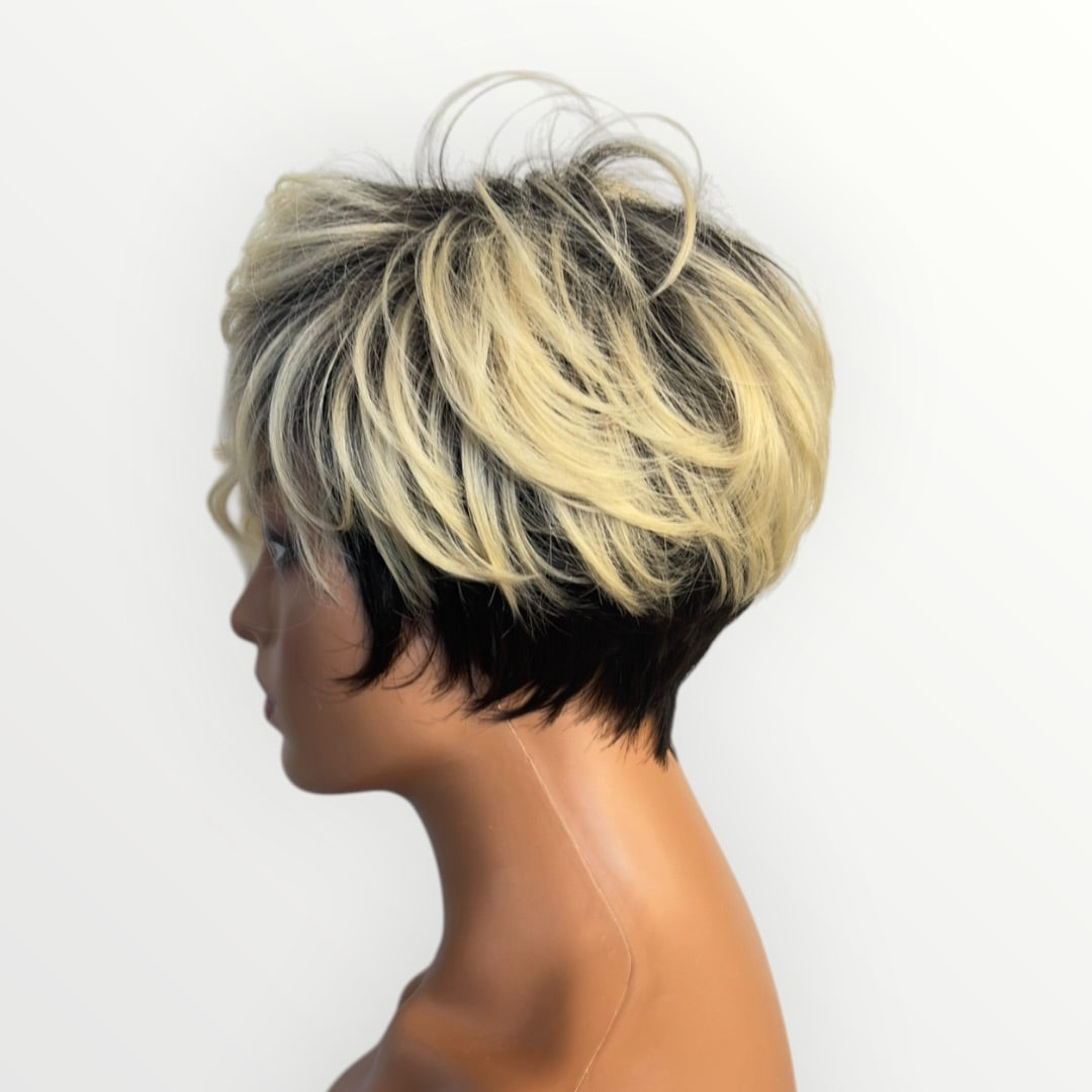 Style 30 - Wig Vault | Closed Cap Pixie | Short Blonde with Dark Root