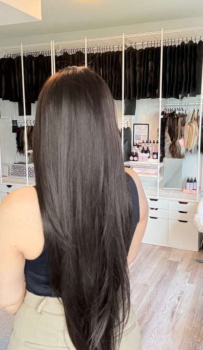 Sally Long Dark brown Wig with Full Bangs | MV9172-1