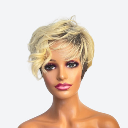 Style 30 - Wig Vault | Closed Cap Pixie | Short Blonde with Dark Root