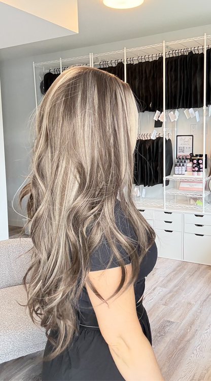 Bella 13x6 | Perruque lace front avec dentelle suisse | 76 cm | Brun mélangé dimensionnel