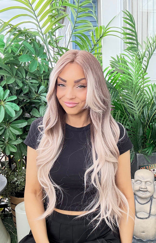 Grace – 13x6 Lace Front Wig | 30” | Creamy Blonde with Pink  13x6 Lace Front Wig image 2