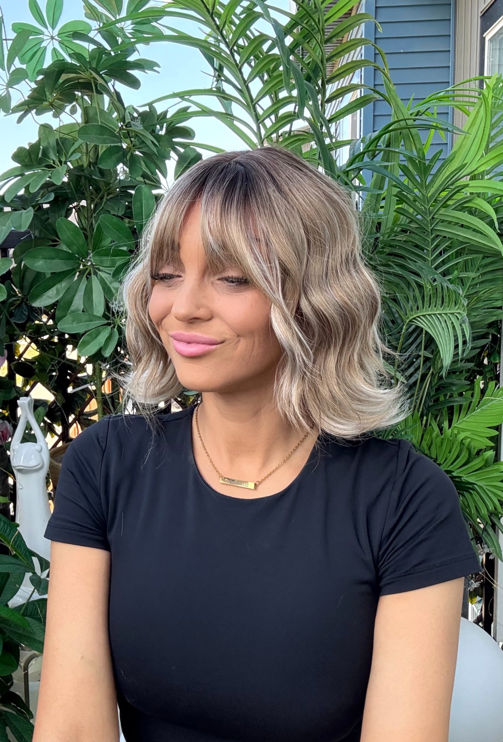 Sage - Non-Lace Wig | 12” | Wavy with Bangs Non-Lace Wig image 2