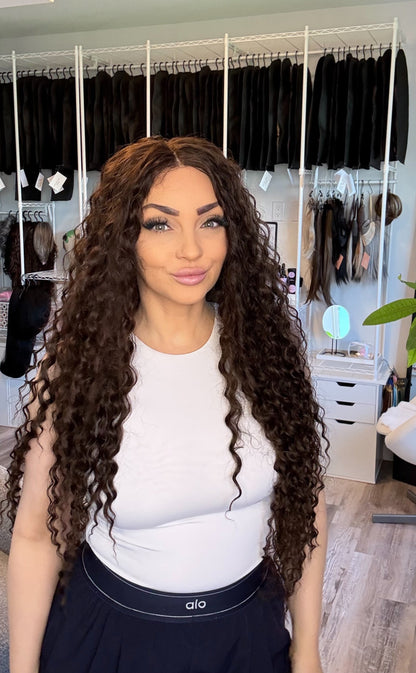 Gia | Curly T-Part Wig | 32” | Dark Brown | Ready to Ship