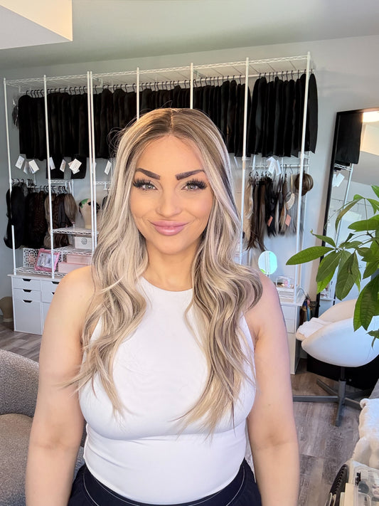 Callie -13x4 Lace Front Wig | Ash Blonde with Brown Lowlights