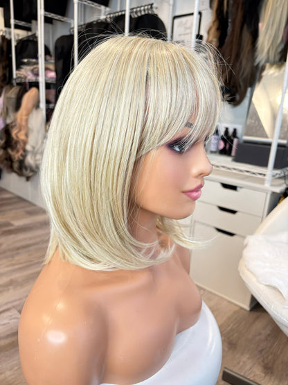 BT-2 Blonde Monofilament Bob Wig with Bangs | Wigs Canada