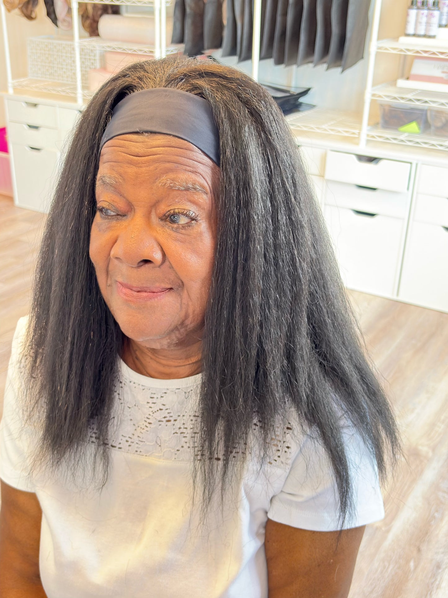 Espresso Texture | Kinky Yaki Headband Wig | 16” | Small Cap