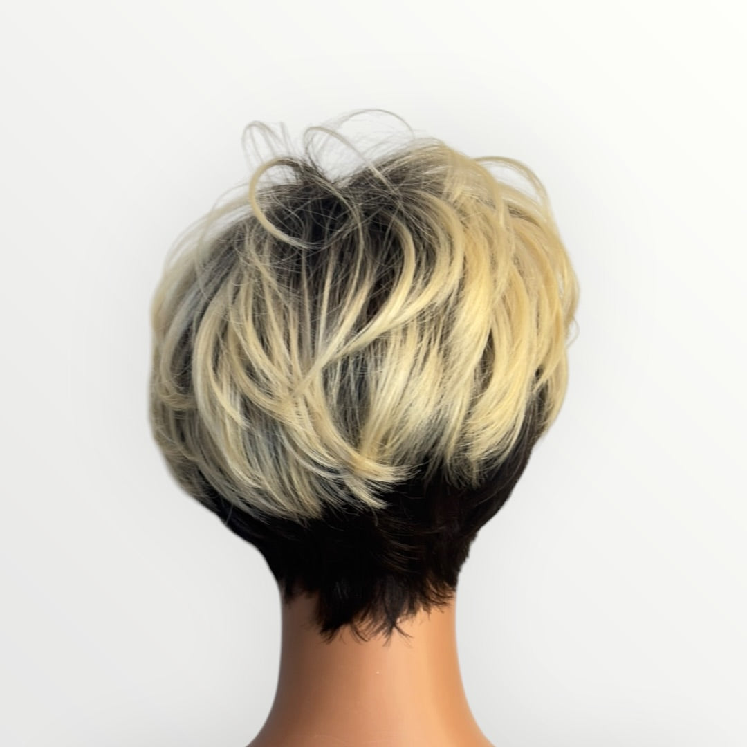 Style 30 - Wig Vault | Closed Cap Pixie | Short Blonde with Dark Root
