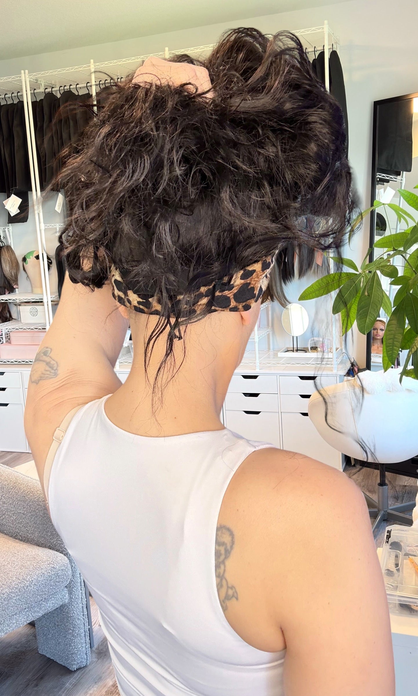 Jorden – Custom Ponytail Headband Wig | Handmade | Silicone Lined | Drawstring Fit | Dark Espresso Brown