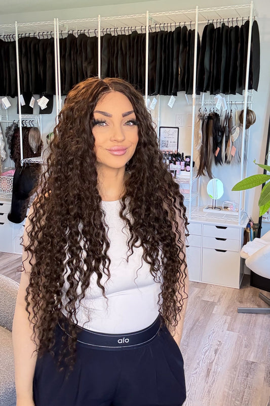 Gia | Curly T-Part Wig | 32” | Dark Brown | Ready to Ship