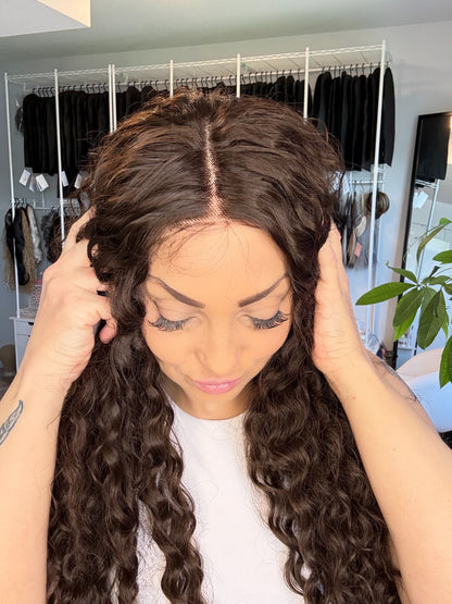 Gia | Curly T-Part Wig | 32” | Dark Brown | Ready to Ship