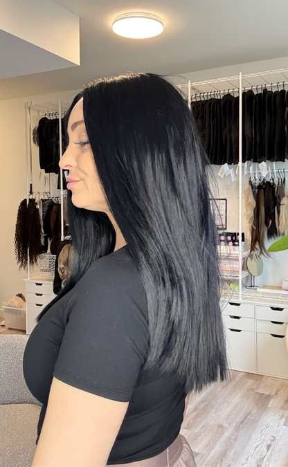 Midnight Mono | Blue-Black Monofilament Wig | 22” | Medium Cap