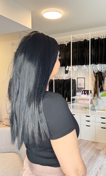 Midnight Mono | Blue-Black Monofilament Wig | 22” | Medium Cap