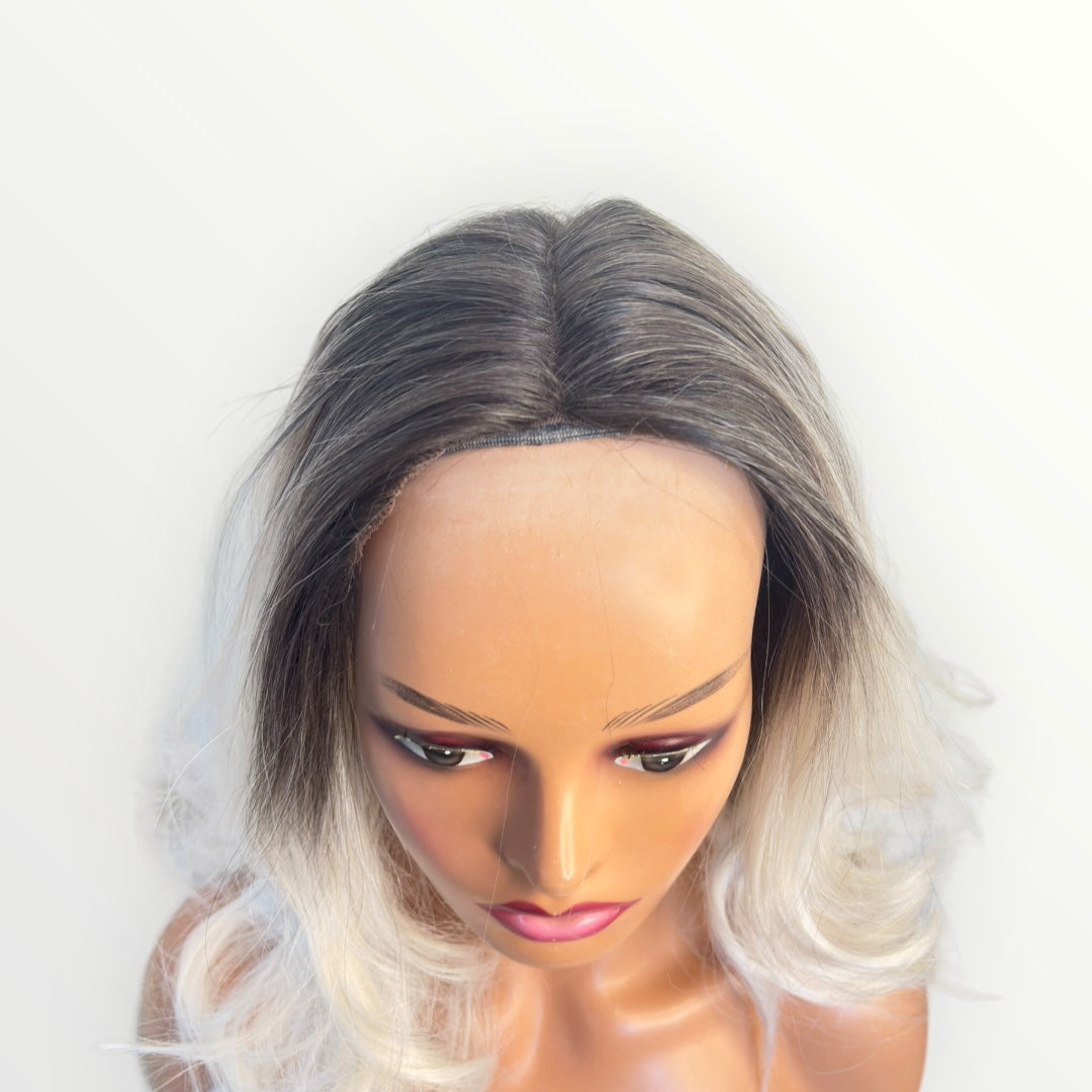 Style #25 - BTT Kim 2.0 – Wig Vault | T-Part Lace | 22” | White Blonde with Dark Ombre