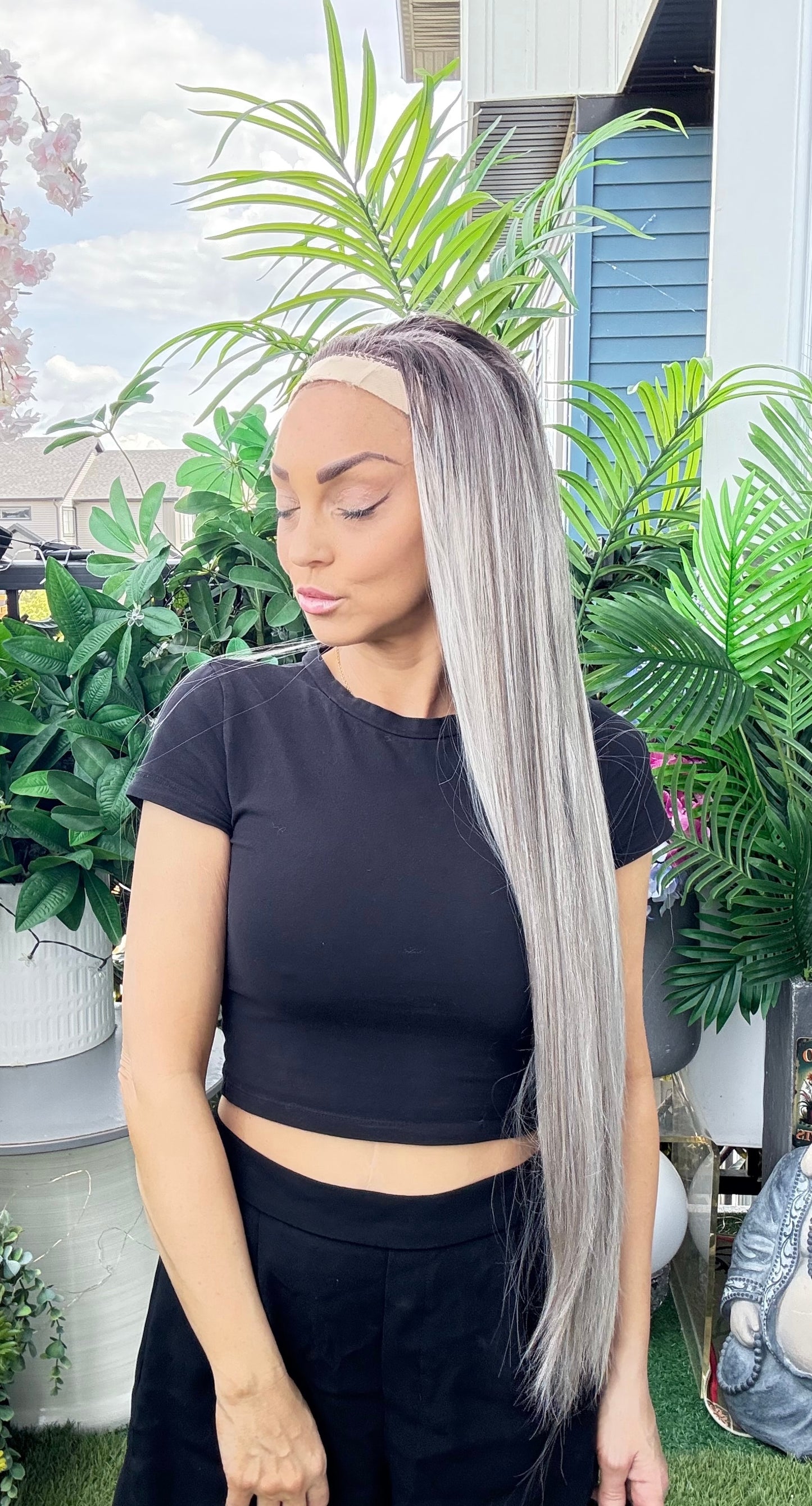 Topknot Headband Wig -36” | Triple Color Mix | Ready to Shi image 2