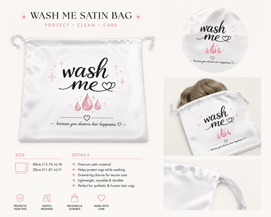 Wash Me & I’m Clean Ensemble Housse de Rangement en Satin pour Perruque | Organiser. Protéger. Simplifier.