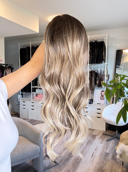 Adelaide- HF-14–01 | Brown Blonde Ombré Lace Front Wig | The Wig Spa Canada