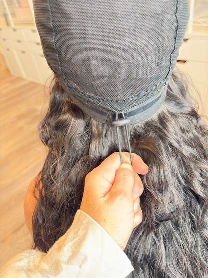 Jorden – Custom Ponytail Headband Wig | Handmade | Silicone Lined | Drawstring Fit | Dark Espresso Brown