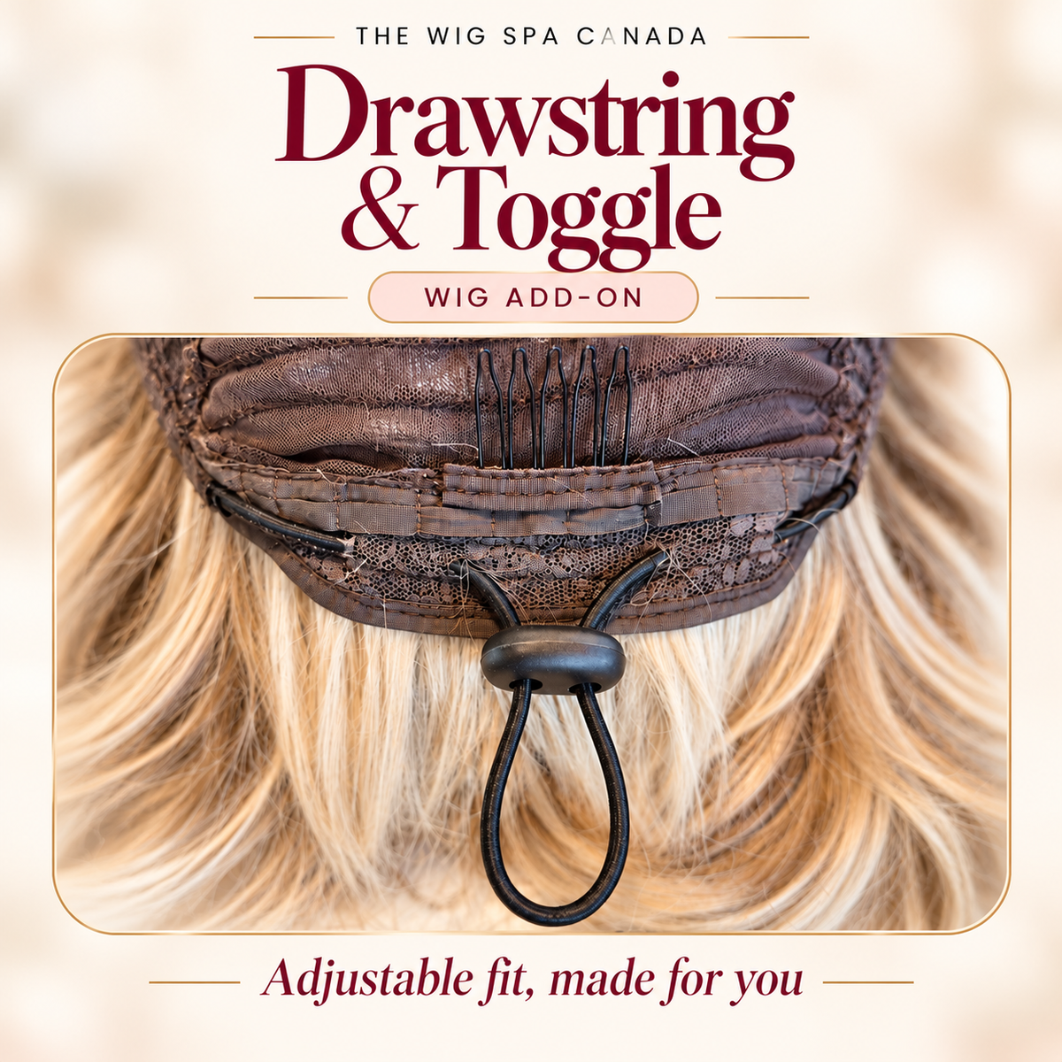 Wig Add-On:  Elastic Drawstring Adjustment with Toggle