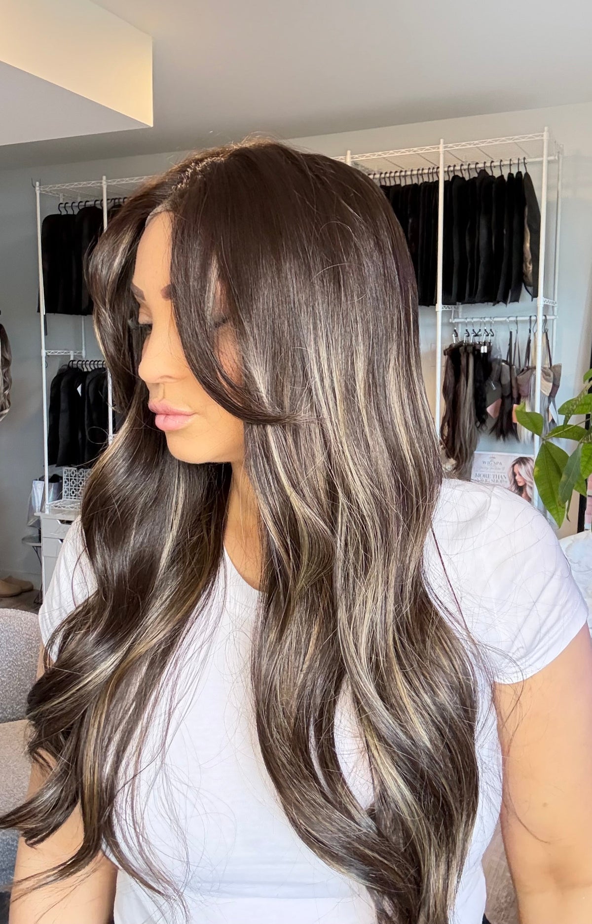 Tameia- HF-30-1 | 27” Rich Brunette Highlighted 13×4 Lace Front Wig