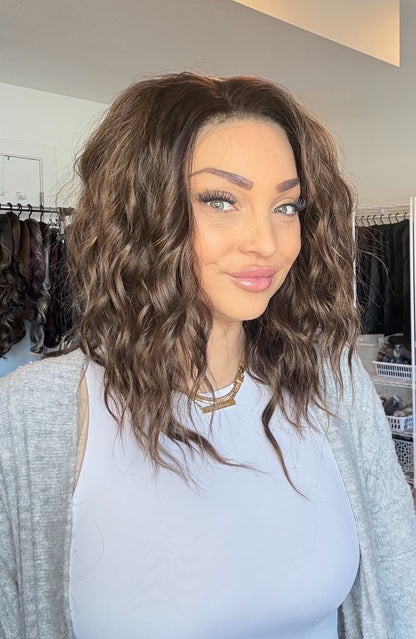 Woman with styled hair in a clothing store