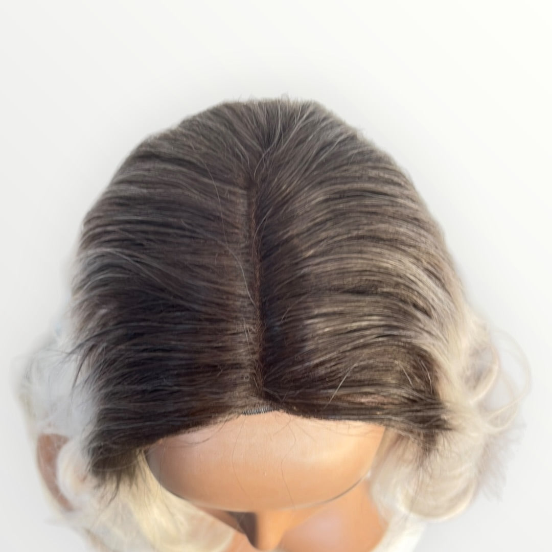 Style #25 - BTT Kim 2.0 – Wig Vault | T-Part Lace | 22” | White Blonde with Dark Ombre