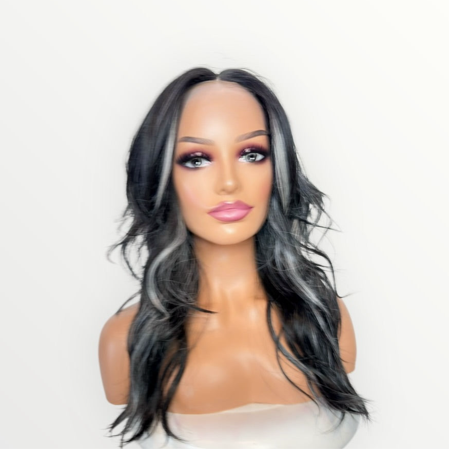 Wig Vault: Style #6 | Black & White Blend | 21” | T-Part Lace
