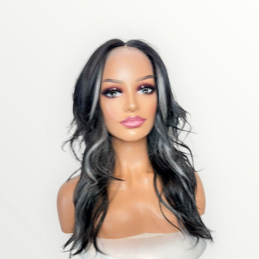 Wig Vault: Style #6 | Black & White Blend | 21” | T-Part Lace
