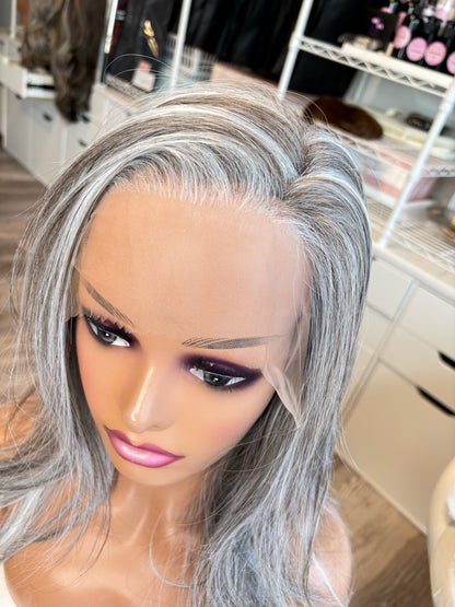 Nancy | 13×6 Transparent Lace Front Wig | Grey Mix