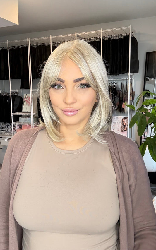 Vivan - BT-2 Blonde Monofilament Bob Wig with Bangs | Wigs Canada