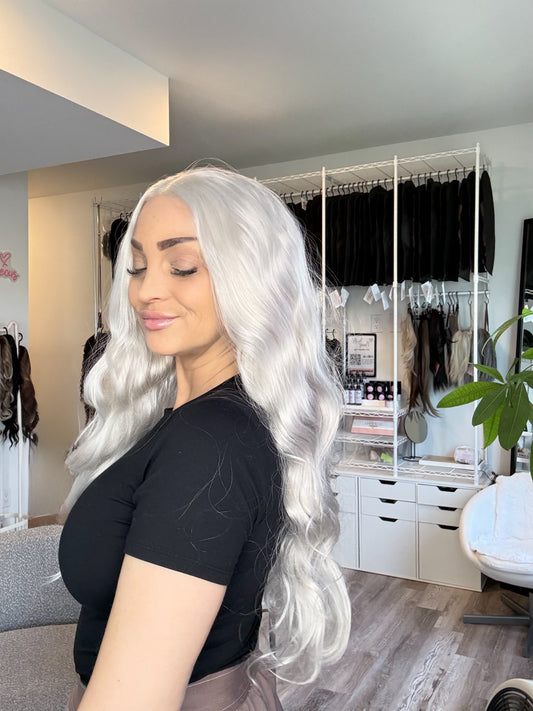 Snow | 13x4 Lace Front Wig | 28” | Icy Platinum White